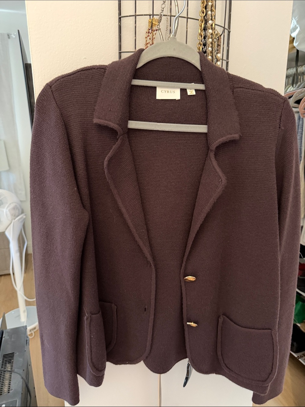 Cyrus Structured Knit Blazer in Rich Plum